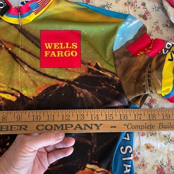 Voler Cycling Jersey Adult Large Blue Yellow Wells Fargo 1/2 Zip - Picture 6 of 7